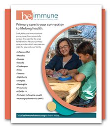 Thumbnail image of Be Immune Kansas flyer featuring grandmother doing an activity with her grandson